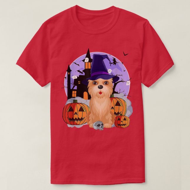 Funny Cairn Terrier Dog Halloween Hexenkürbis T T-Shirt (Design vorne)