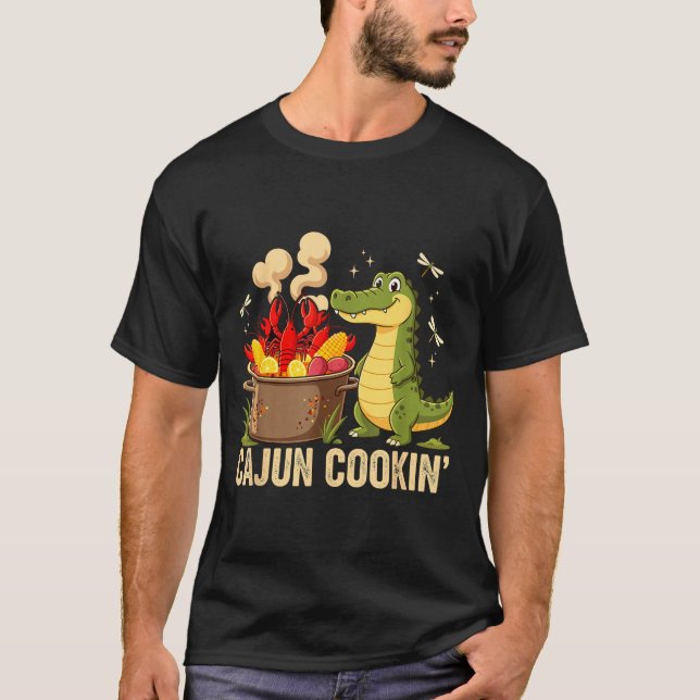 Funny Cajun Louisiana Boil Alligator Crawfish Mard T-Shirt (Vorderseite)