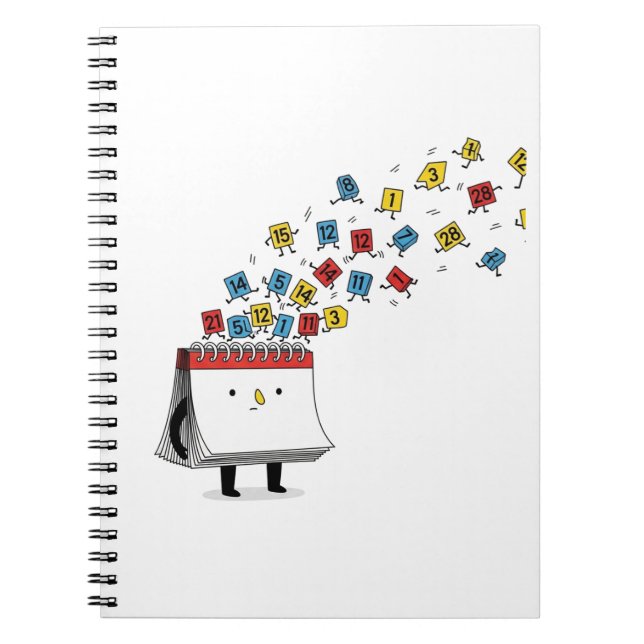 Funny Calendar Cartoon Notebook - Escaping Journal Notizblock (Vorderseite)