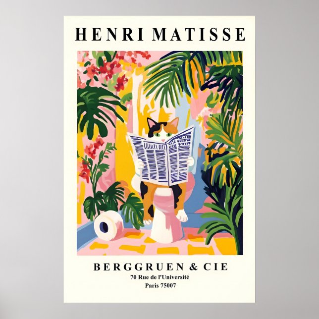 Funny Calico Cat Print - Matisse Style Bathroom Poster (Vorne)
