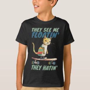 Funny calico Cat Street Skate Boarding sie hassen T-Shirt