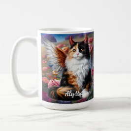 Funny Calico Demon und Angel Cat Kaffeetasse