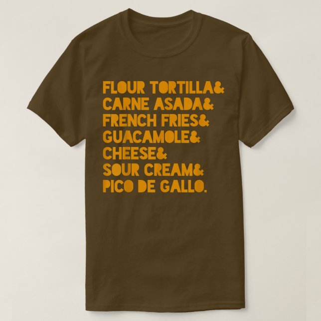 Funny California Burrito Meican Rezept T-Shirt (Design vorne)