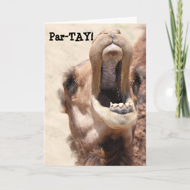 Funny Camel Carte de Nouvel An, PAR-TAY comme son  (Devant)