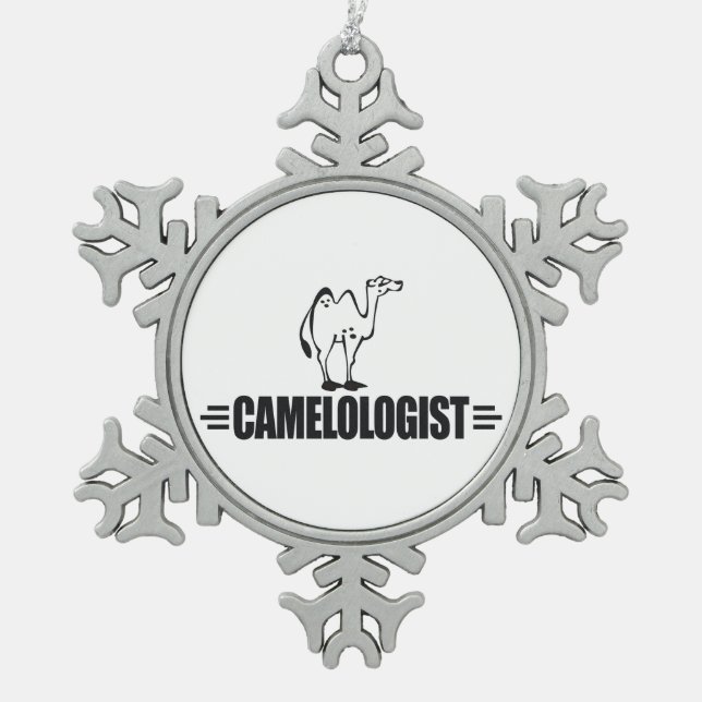 Funny Camel Schneeflocken Zinn-Ornament (Vorderseite)