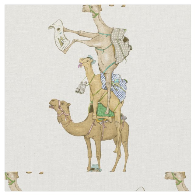 Funny Camel Trek Safari Stoff (Nahaufnahme)