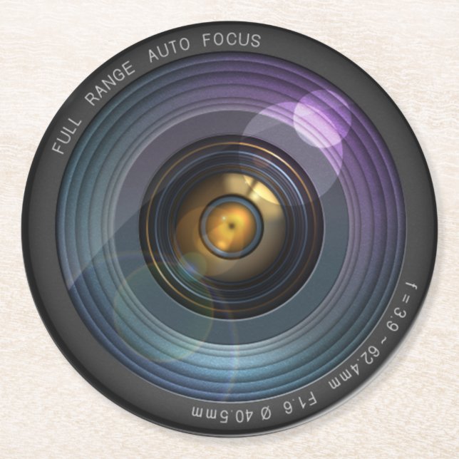 Funny Camera Lens Round Runder Pappuntersetzer (Vorderseite)