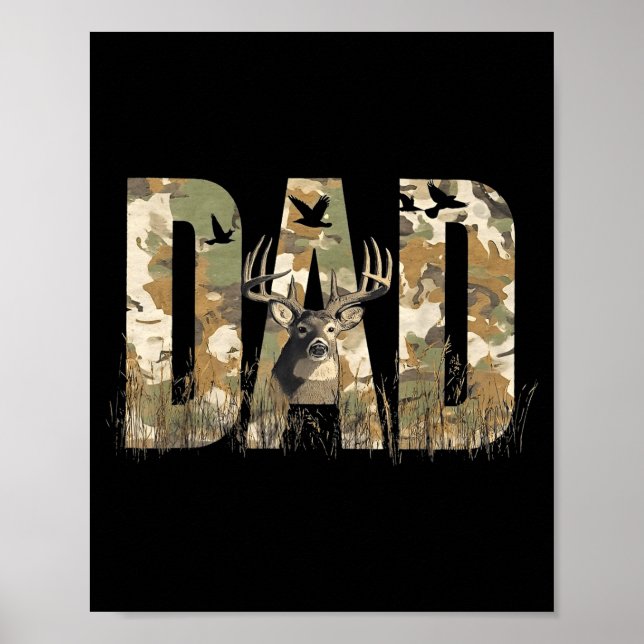 Funny Camo Dad Hunting Camouflage Deer Father's Da Poster (Vorne)