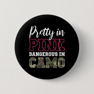 Funny Camouflage Jagd rosa Grafik für Frauen und M Button