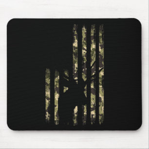 Funny Camouflage Usa Flag Whitetail Buck Deer Hunt Mousepad