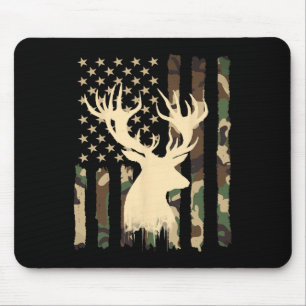 Funny Camouflage Usa Flag Whitetail Buck Deer Hunt Mousepad