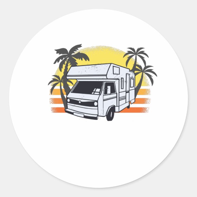 Funny Camper Motorhome - Camping Caravan Runder Aufkleber (Vorderseite)