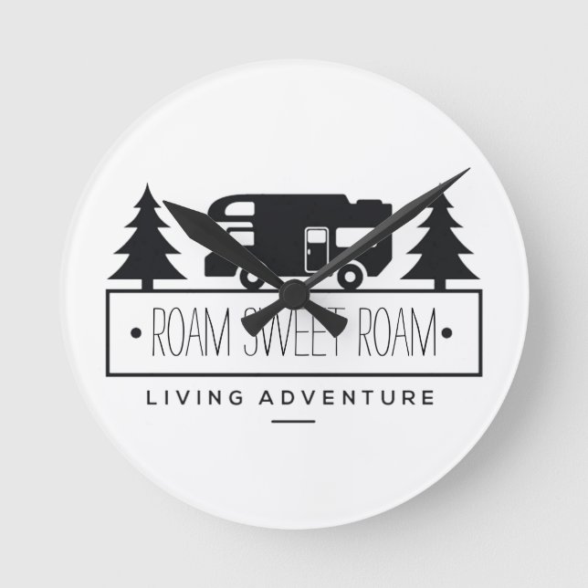 Funny Camper RV Home | Retired RVer Rving Roam Runde Wanduhr (Vorderseite)