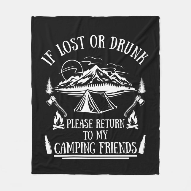 Funny Camper Slogan Camping trinken Redewendungen Fleecedecke (Vorderseite)