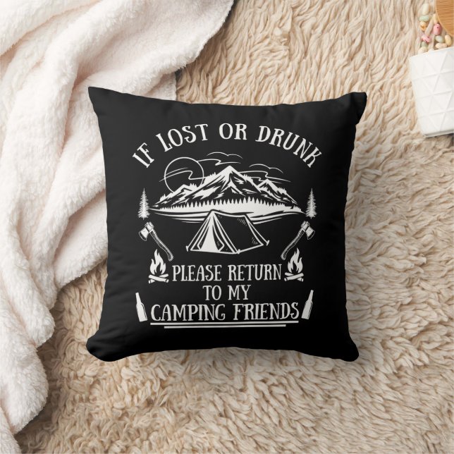 Funny Camper Slogan Camping trinken Redewendungen Kissen (Decke)