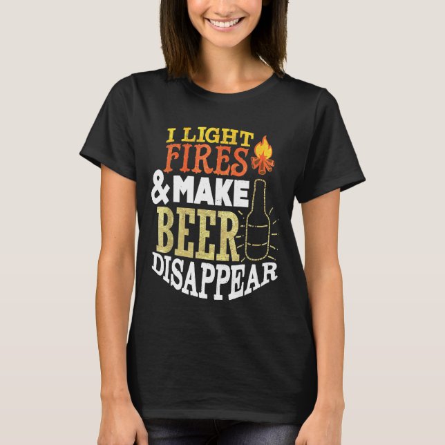 Funny Camping Campfire Drink Bier für Männer 1 T-Shirt (Vorderseite)