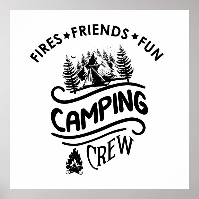 Funny Camping Crew Slogan Campingfreunde Poster (Vorne)