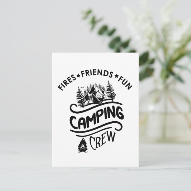 Funny Camping Crew Slogan Campingfreunde Postkarte (Stehend Vorderseite)