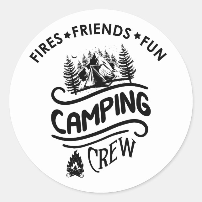 Funny Camping Crew Slogan Campingfreunde Runder Aufkleber (Vorderseite)