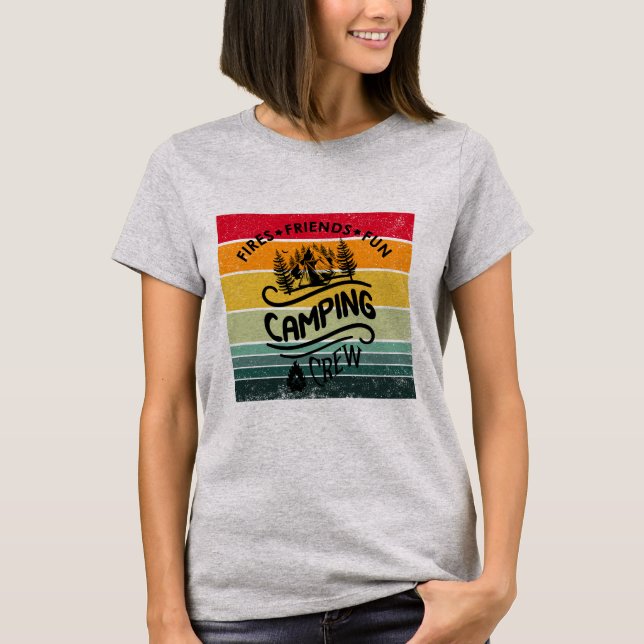 Funny Camping Crew Slogan Unterhaltung Camper Freu T-Shirt (Vorderseite)