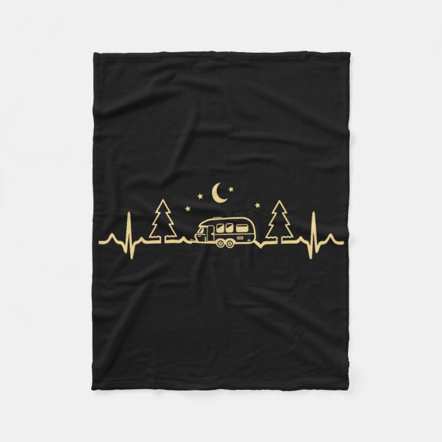 Funny Camping Heartbeat Nature Camper Hiking Men W Fleecedecke (Vorderseite)