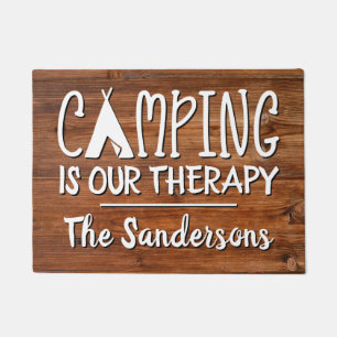 Funny Camping ist unsere Therapie Rustic w Familie Fußmatte