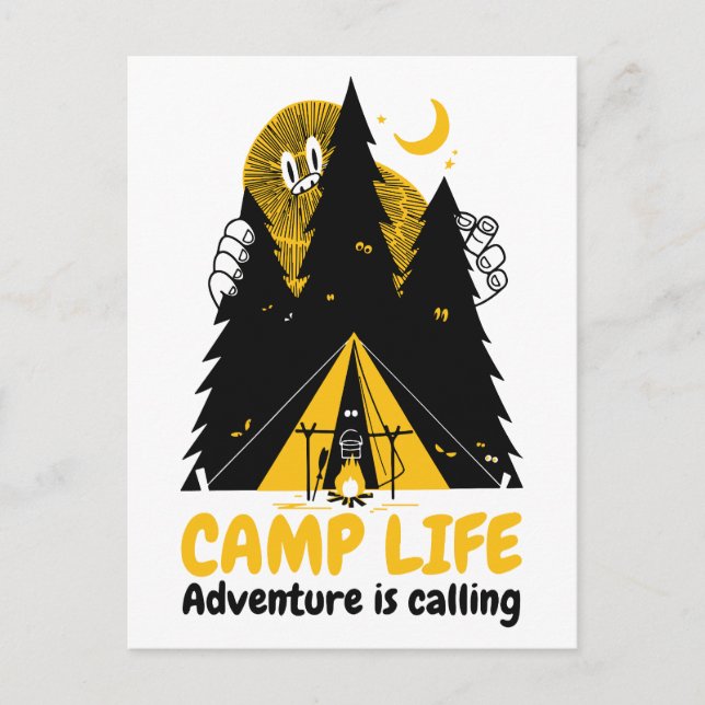 Funny Camping Monster - Camp Life Adventure Postkarte (Vorderseite)