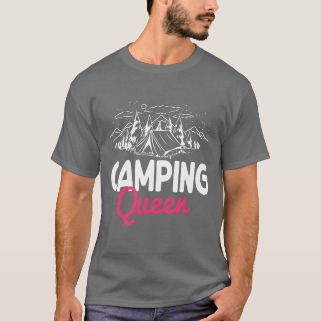 Funny Camping Queen Matching Design retro T-Shirt (Vorderseite)