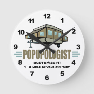 Funny Camping Runde Wanduhr