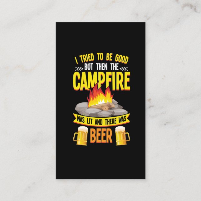 Funny Camping und Bier Lover Campfire Spaß Visitenkarte (Vorderseite)