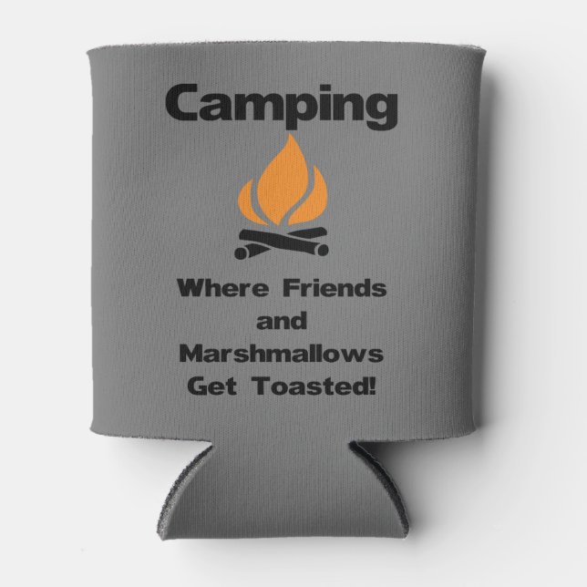 Funny Camping Zitat mit Marshmallows und Freunden Dosenkühler (Vorderseite)