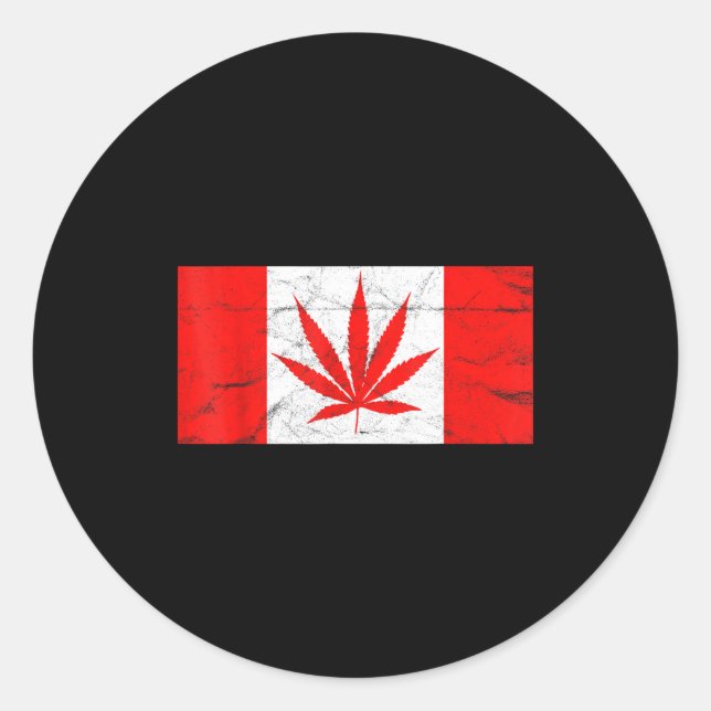 Funny Canada &amp; Weed Leaf! Canadian New Flag Jo Runder Aufkleber (Vorderseite)
