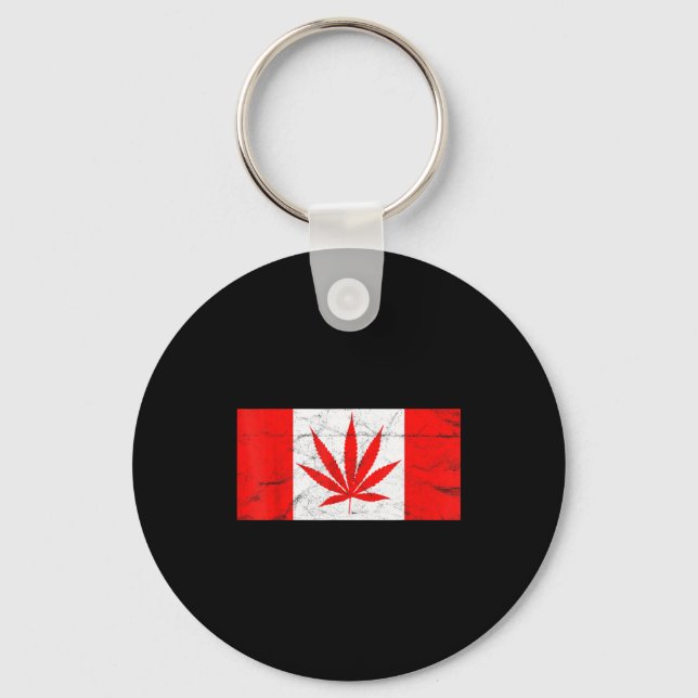 Funny Canada &amp; Weed Leaf! Canadian New Flag Jo Schlüsselanhänger (Vorderseite)