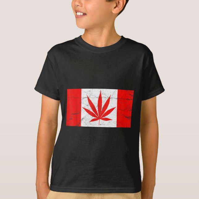 Funny Canada &amp; Weed Leaf! Canadian New Flag Jo T-Shirt (Vorderseite)