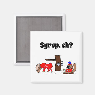 Funny Canada Elch und Biber mit Ahornsirup Magnet