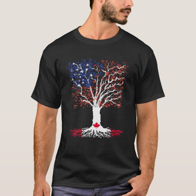Funny Canada Maple Leaf Canadian Roots American Fl T-Shirt (Vorderseite)