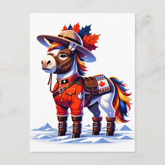 Funny Canada Themed Donkey Postkarte (Vorderseite)