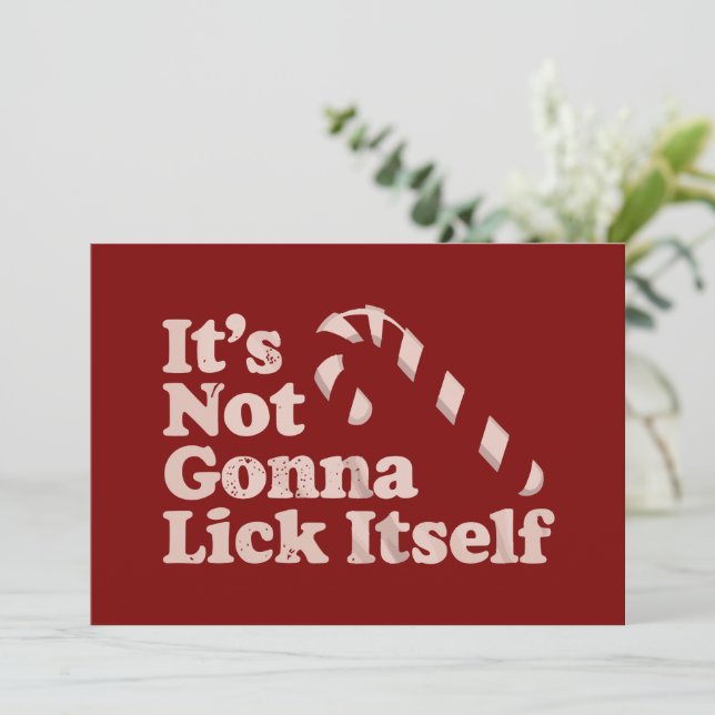 Funny Candy Cane Lick Itself Weihnachten (Stehend Vorderseite)
