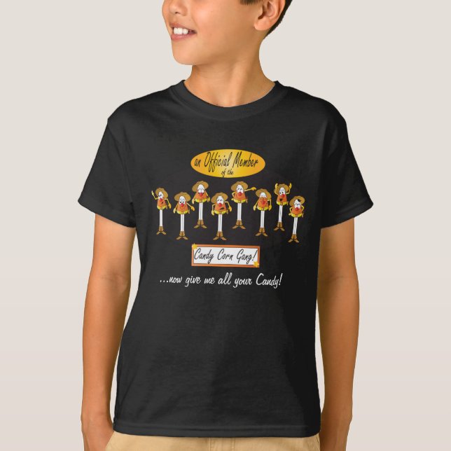 Funny Candy Corn Cowboy Kid Gang | Halloween T-Shirt (Vorderseite)