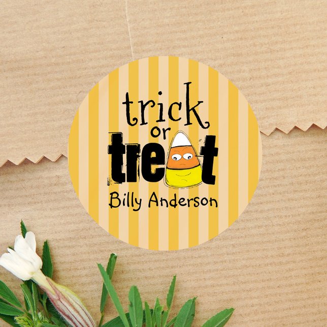 Funny Candy Mais Halloween Custom Runder Aufkleber (Halloween trick or treat custom sticker)