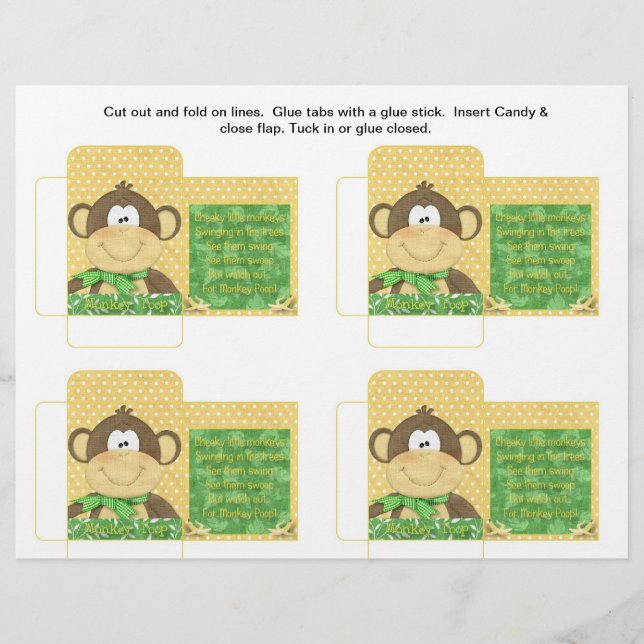 Funny Candy Packet Affe Kackte mit Sprichwort Flyer (Vorne)