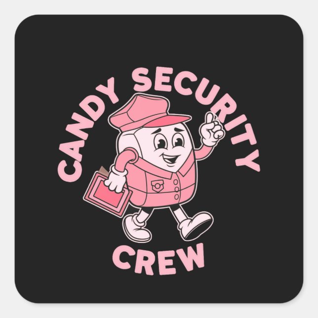 Funny Candy Security Crew Halloween-Kostüm Quadratischer Aufkleber (Vorderseite)