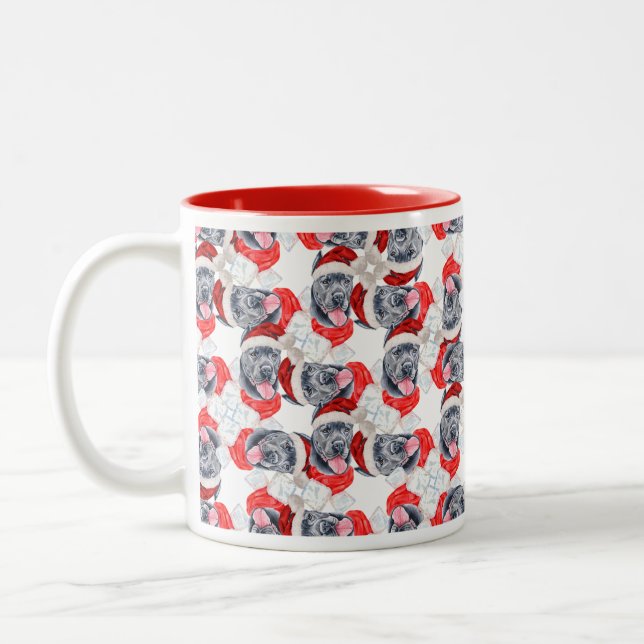 Funny Cane Corso Christmas Pattern Zweifarbige Tasse (Links)