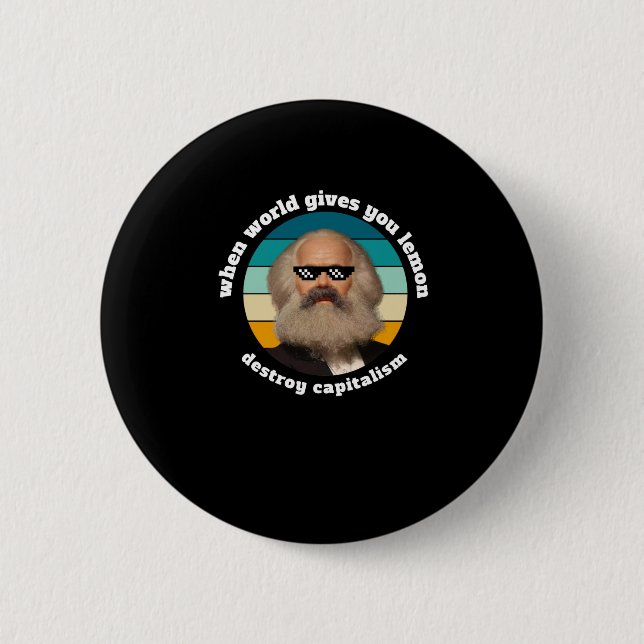 Funny Capitalism Karl Marx Sticker Button (Vorderseite)