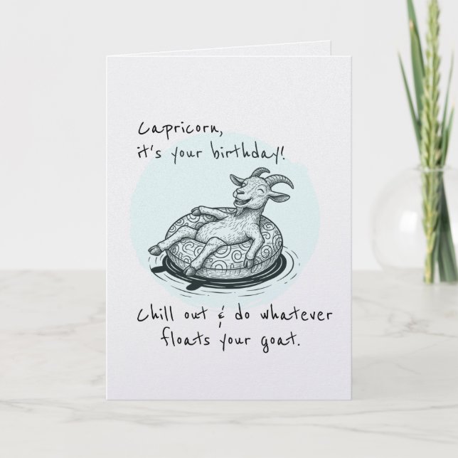 Funny Capricorn Floating Goat Zodiac Birthday Karte (Vorderseite)