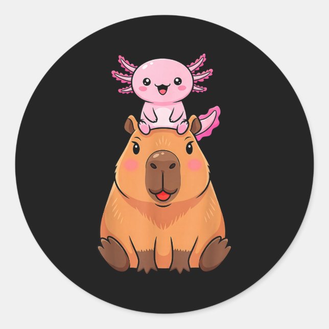 Funny Capybara Axolotl Kawaii Kids Boys Girls Anim Runder Aufkleber (Vorderseite)