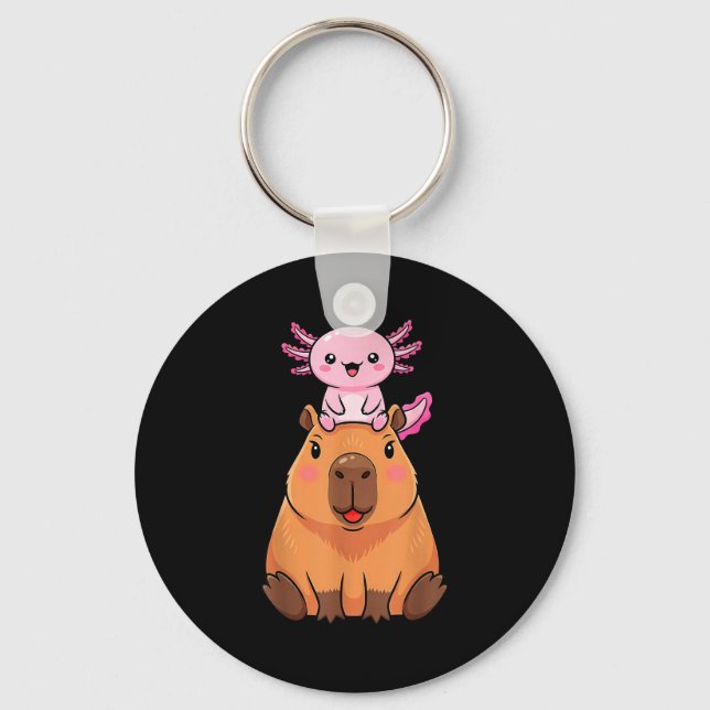 Funny Capybara Axolotl Kawaii Kids Boys Girls Anim Schlüsselanhänger (Vorderseite)