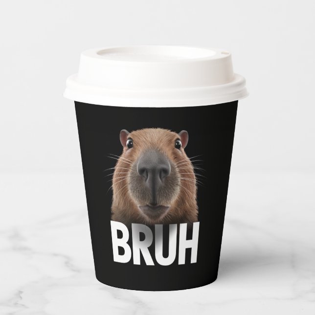 Funny Capybara Bruh Pappbecher (Vorderseite)