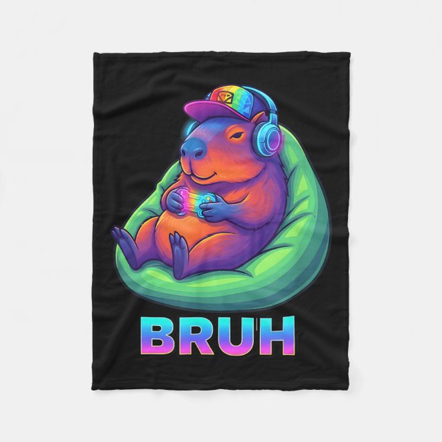 Funny Capybara Bruh Video Games Lovers  Fleecedecke (Vorderseite)