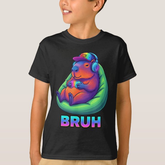 Funny Capybara Bruh Video Games Lovers  T-Shirt (Vorderseite)